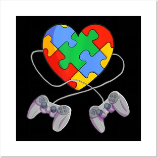 Video  Puzzle Piece Heart Controller Autism Awareness Posters and Art